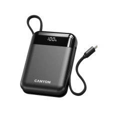 Батарея универсальная Canyon 10000mAh OnPower 104 PD/20W, QC/22.5W built-in cable Black (CNS-CPB104B)
