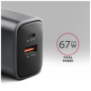 Зарядний пристрій AXAGON 1xUSB-C PD67W + 1xUSB QC4+ PPS gray (ACU-PQ67)