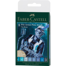 Лайнер Faber-Castell набір капілярних ручок пензликів PITT Artist Pens Brush The Blues, 8 кольорів (32113)