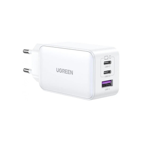 Зарядний пристрій Ugreen 1xUSB + 2xUSB-C 65W GaN CD244 white (15334)