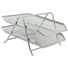 Лоток для бумаг Axent горизонтальный 2-в-1, металлическая сетка 203x295x350мм Сере (2121-03-A)