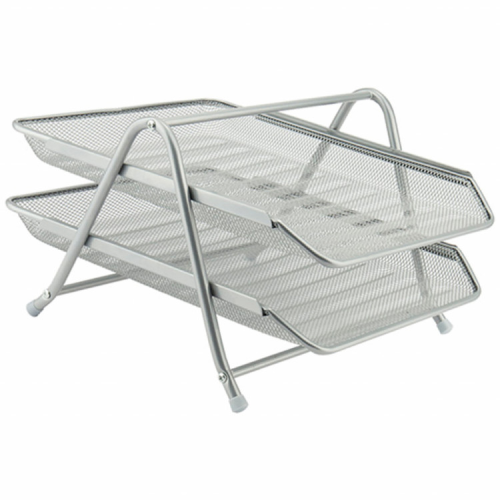 Лоток для бумаг Axent горизонтальный 2-в-1, металлическая сетка 203x295x350мм Сере (2121-03-A)