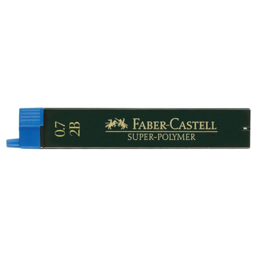 Грифель для механічного олівця Faber-Castell Super-Polymer 2В (діаметр 0,7 мм), 12 штук у пеналі (22544)