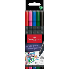 Лайнер Faber-Castell набір ручок капілярних Grip Finepen тригранна 0,4 мм, 5 кольорів (32143)