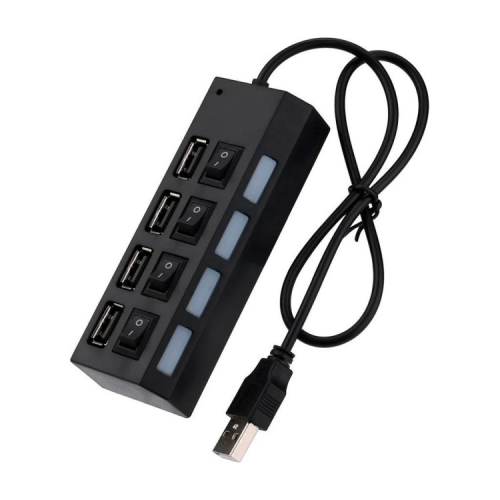 Концентратор Voltronic USB 2.0 to 4xUSB with switches black (YT-HWS4HS-B)