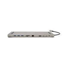 Концентратор VEGGIEG USB-C 8-in-1 USB-C + 3xUSB 3.0 + HDMI + VGA + 3.5mm + SD/TF + RJ45 0.1m silver (TC10)
