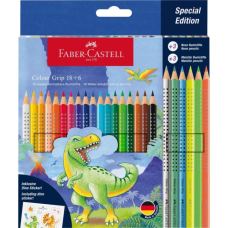 Олівці кольорові Faber-Castell Colour Grip, акварельні, 18 кольорів + 3 металіка та 3 неонових (32478)