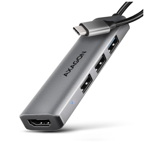 Концентратор AXAGON USB-C to 3xUSB-A + HDMI 0.15m gray (HMC-H3A)
