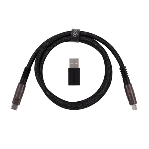 Дата кабель USB-C + USB A to USB-C 1.0m Double-Sleeved Geek black Keychron (CAB21_KEYCHRON)