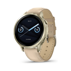 Смарт-годинник Garmin Venu 4 (41mm), Beige w/ Lunar Gold + Leather, GPS смарт-годинник (010-03013-03)