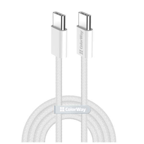 Дата кабель USB-C to USB-C 2.0m (braided cotton) (PD Fast Charging 60W) 3.0А grey ColorWay (CW-CBPDCC068-GR)