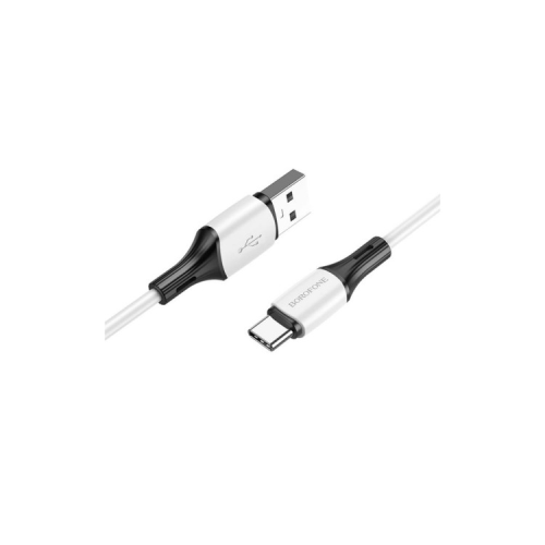 Дата кабель USB 2.0 AM to USB-C 1.0m 3A silicone white BOROFONE (6974443384796)