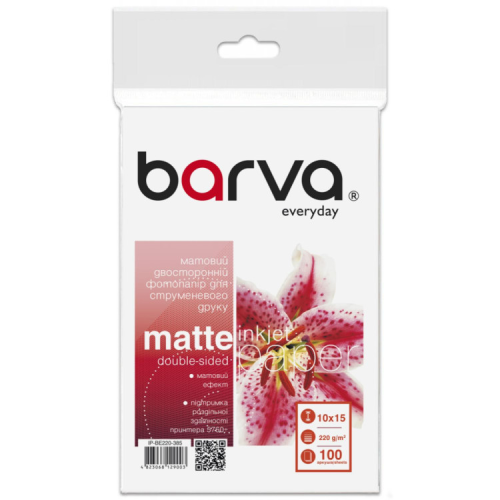 Фотопапір Barva 10x15, 220 g/m2, Everyday, Matte, double-sided, 100c (IP-BE220-385)
