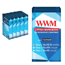 Лента к принтерам 13мм х 16м HD л. Black*5шт WWM (R13.16HM5)