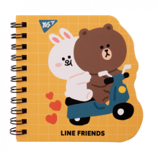 Блокнот Yes 100x100 мм 30 аркушів подвійна спіраль Line Friends yellow крапки (151812)