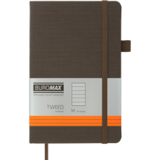 Книга записна Buromax Tweed 125x195 мм 96 аркушів в лінію обкладинка зі штучної шкіри Сіра (BM.291263-09)