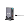 Зарядний пристрій XoKo 2xUSB-С PD100W + 3xUSB-С PD65W + 3xUSB QC18W 440W GaN (QC-400)