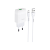 Зарядний пристрій HOCO C72Q Glorious USB QC3.0 + cable USB to Micro 5P 18W White (6931474732538)