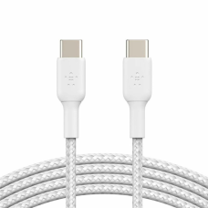 Дата кабель USB-C to USB-C 1.0m braided white Belkin (CAB004BT1MWH)