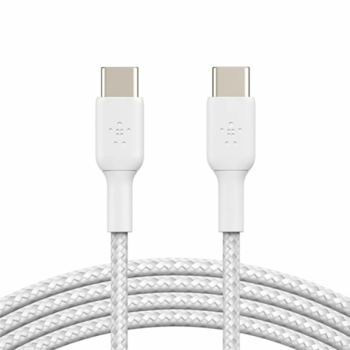 Дата кабель USB-C to USB-C 1.0m braided white Belkin (CAB004BT1MWH)