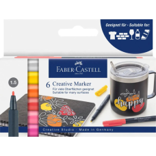 Набір маркерів Faber-Castell тонких для декору Creative Marker M (1,5 мм), 6 кольорів (32659)