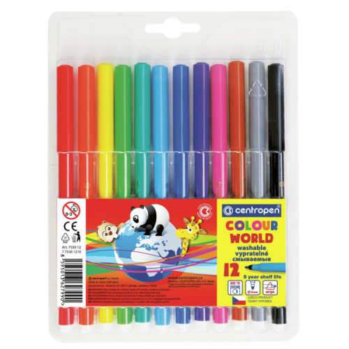 Фломастеры Centropen 7550/12 COLOUR WORLD, 12 colors (7550/12 ТП)