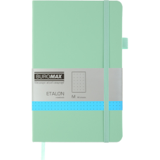 Книга записна Buromax Etalon 125x195 мм 96 аркушів в точку обкладинка зі штучної шкіри М'ятна (BM.291360-38)