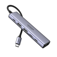 Концентратор Ugreen USB-C to HDMI + 2xUSB 3.2 + 2xUSB-C 3.2 + PD CM511 gray (35999)