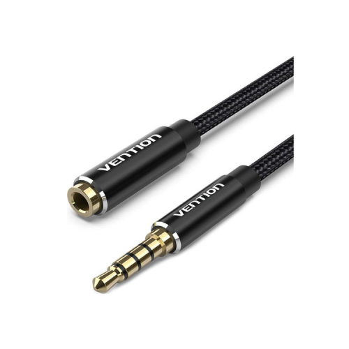 Кабель мультимедийный 3.5mm M to 3.5mm F 1.0m black Vention (BHBBF)