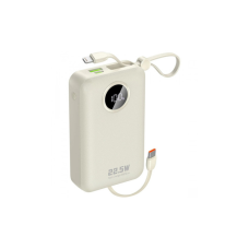 Батарея универсальная Dudao 20000mAh K14+ 22.5W, PD, QC, USB-A, USB-C(In/Out), with built-in USB-C/Lightning cables, White (6977196680023)