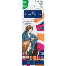Художній маркер Faber-Castell набір двосторонніх Goldfaber Gofa Sketch Markers Manga, 6 кольорів (32547)