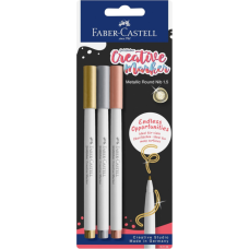 Набір маркерів Faber-Castell тонких для декору Goldfaber Creative Marker Metallic, 3 кольори, товщина 1,5 мм (33003)