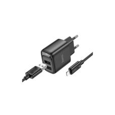 Зарядний пристрій HOCO C141A 2xUSB + cable USB to Lightning black (6942007627863)
