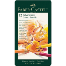 Олівці кольорові Faber-Castell Polychromos, металева коробка, 12 кольорів (110012) (15440)