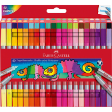 Фломастери Faber-Castell двосторонні Double-ended Fibre tip, 40 кольорів (32421)