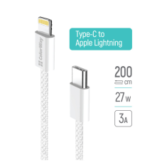 Дата кабель USB-C to Lightning 2.0m PD 27W braided gray ColorWay (CW-CBPDCL068-GR)