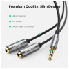 Кабель мультимедійний 3.5mm M to 2x3.5mm F 0.2m AV123 black Ugreen (10532)