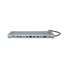 Концентратор Voltronic USB-C 12-in-1 USB-C + 2xUSB 2.0 + USB 3.0 + 2xHDMI + VGA + SD/TF + RJ45 + 3.5mm + PD 0.1m silver (YT-HTC12in1)