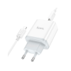 Зарядний пристрій HOCO C105A Stage 1xUSB-C PD20W + 1xUSB QC3.0 + cable USB-C to Lightning White (6931474782939)