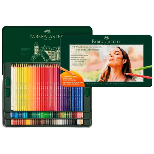 Олівці кольорові Faber-Castell POLYCHROMOS 102 кольори в металевій коробці (210061) (33048)