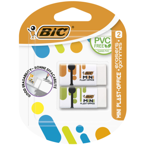 Ластик Bic Plast Office Mini, 2 шт в блистере (bc927858)