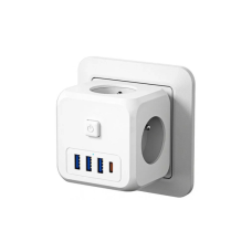 Зарядний пристрій Essager 3xUSB + 1xUSB-C 7-in-1 white (ECTAC-MFB02-Z)