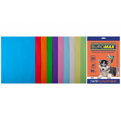 Папір Buromax А4, 80g, PASTEL+INTENSIVE, 10colors, 20sh (BM.2721620-99)