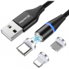 Дата кабель USB 2.0 AM to Lightning + Micro 5P + Type-C 1.0m Magnetic ColorWay (CW-CBUU038-BK)