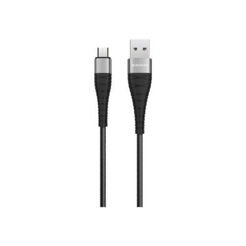 Дата кабель USB 2.0 AM to Micro 5P 1.0m 2.4A nylon BX32 black BOROFONE (6931474710437)