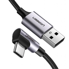 Дата кабель USB 2.0 AM to USB-C 1.0m US284 Angled Alum. Braid Black Ugreen (50941)