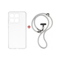 Чохол до мобільного телефона Dengos Case + Cross-body Strap Motorola G17/G17 Power Clear+Grey (DG-KM-CCRB-31)