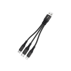 Дата кабель USB 2.0 AM to Lightning + Micro 5P + USB-C 0.25m 2.4A nylon X47 black HOCO (6931474727398)