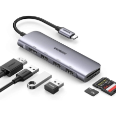 Концентратор Ugreen USB-C to 3xUSB 3.0 + HDMI + SD/TF CM195 gray (70410)