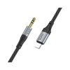 Кабель мультимедійний Lightning to 3.5mm M 1.0m nylon UPA26 black HOCO (6942007608817)